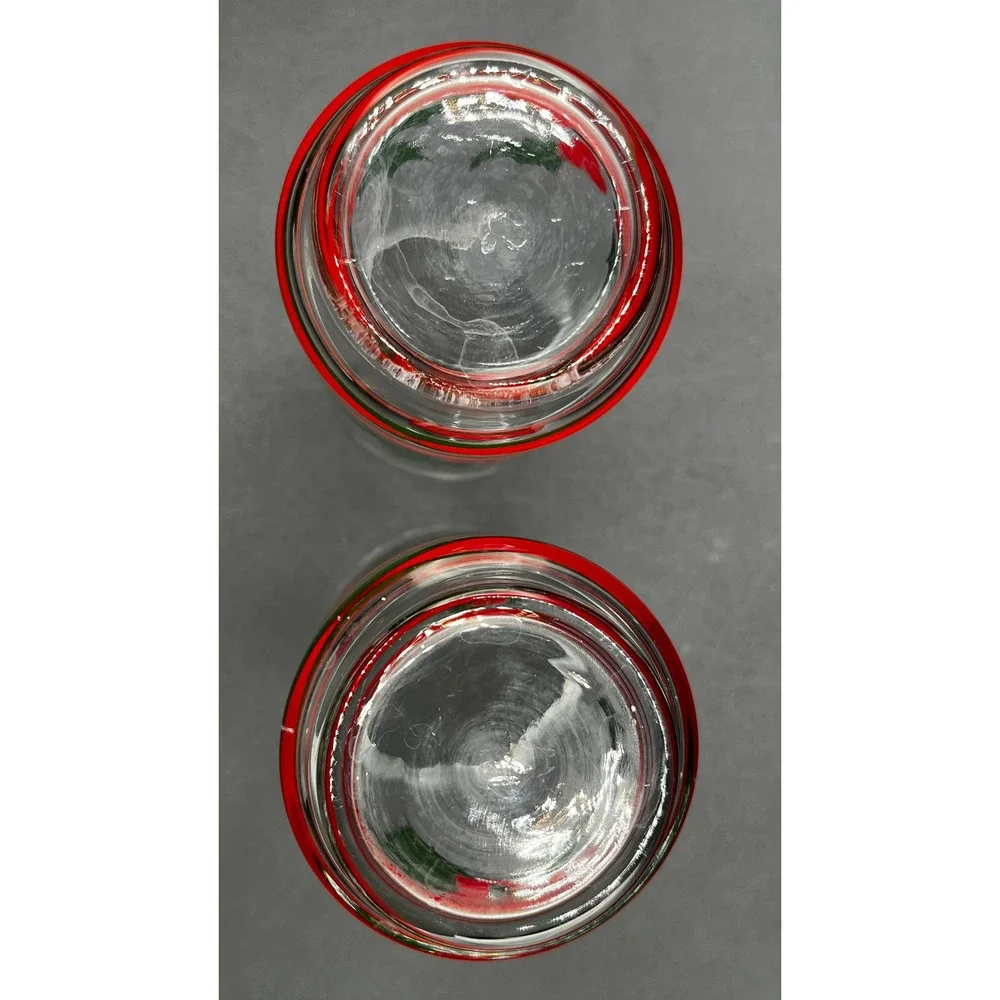 Vtg Libbey Christmas Holly Berries Highball Glasses Ice Tea Set of 2 14 oz